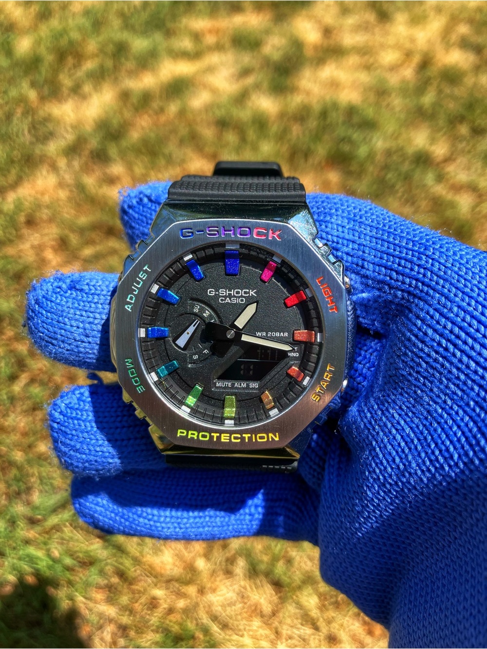 Custom G Shock Black Rainbow Dial Colorway